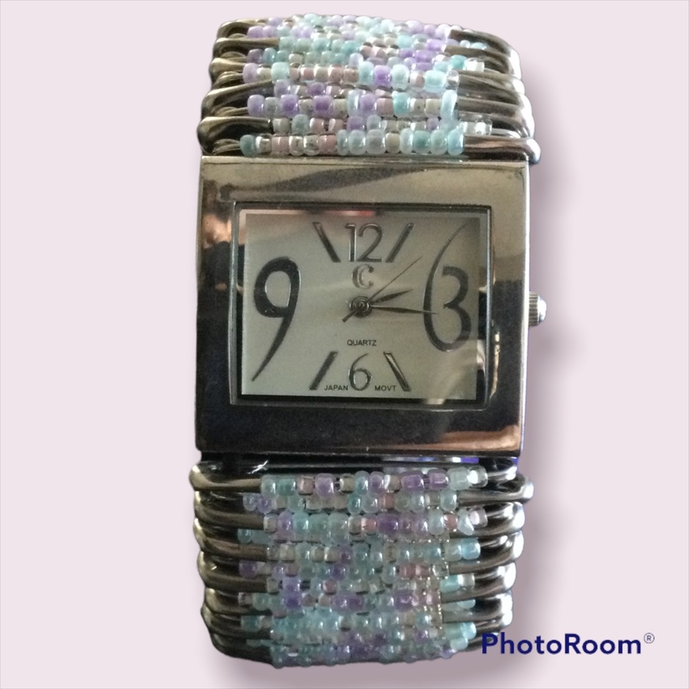 Unique safety pin watch with stretch band